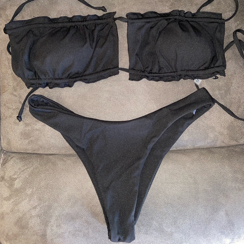 Zaful black strapless bikini set